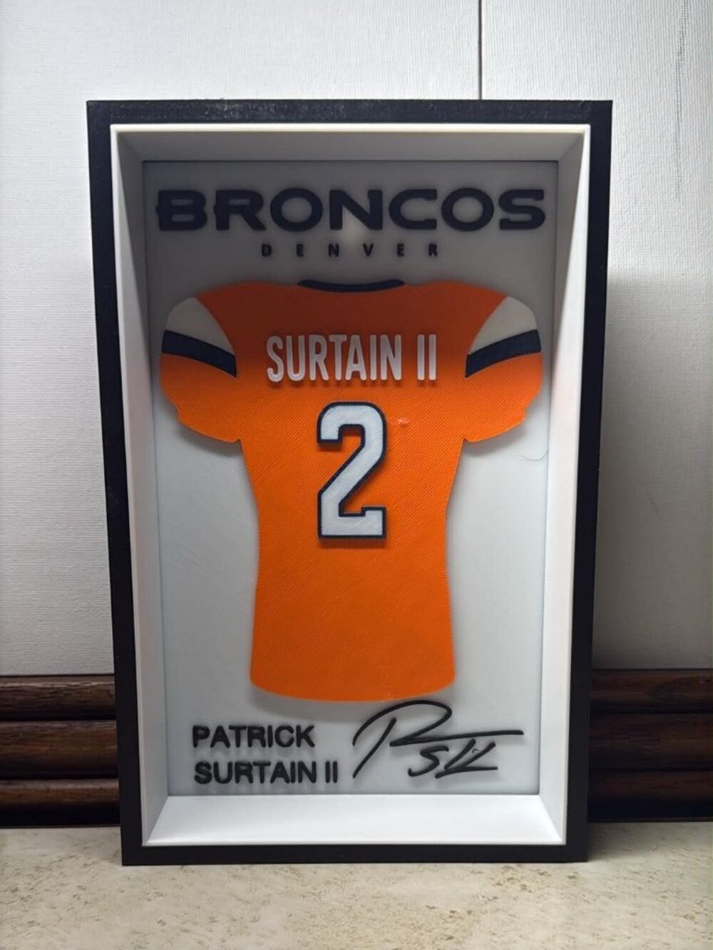 Patrick Surtain II Denver Broncos #2 Orange 3 Shadowbox Display